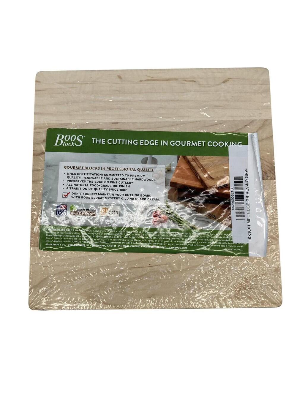 Boos Blocks Small Maple Cutting Board 10x10 Reversible Wood Beige USA Kitchen